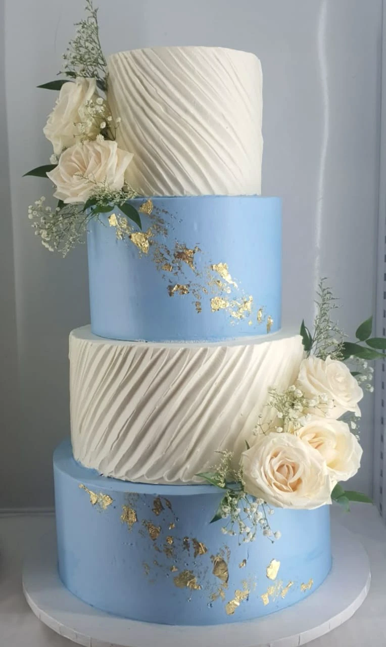 4-tier Orange poppy, Blueberry, Lemon & Strawberry wedding cake - Product image