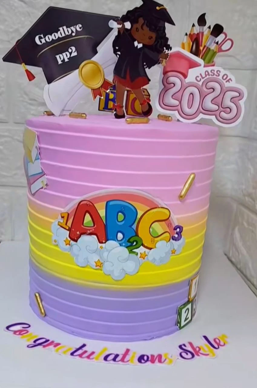 Bubblegum PP2 Graduation Cake by - Nillavee Cakes And Pastries