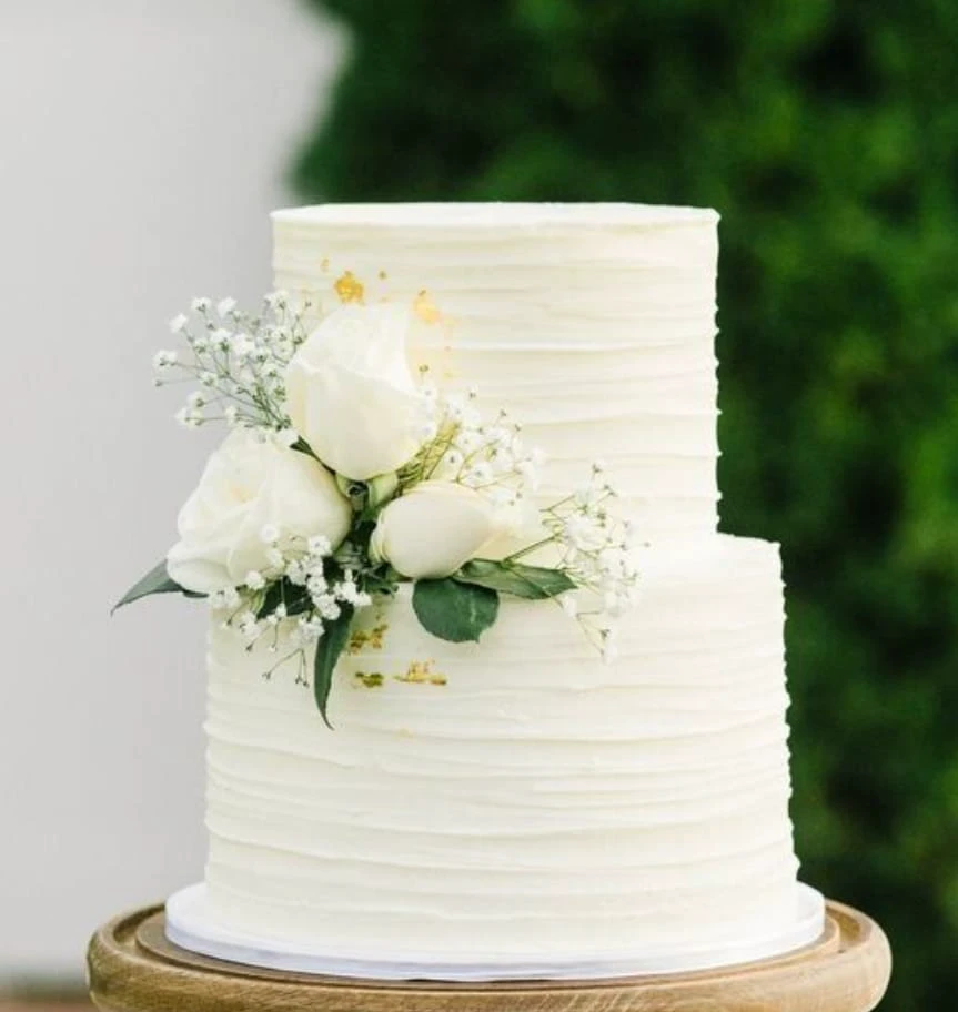 Two tier Vanilla Strawberry whipping cream wedding cake - Product image